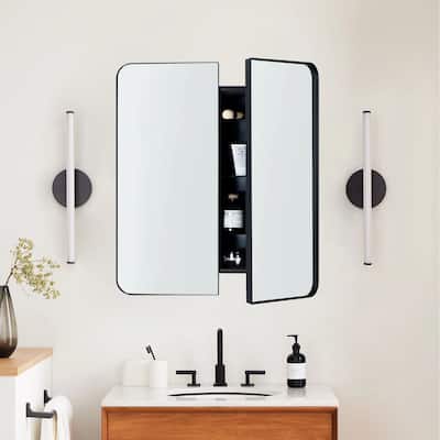 TEHOME Double Door Recessed & Surface Mount Rectangle Bathroom Medicine Cabinet with Mirror