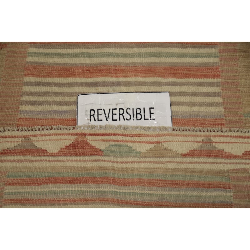 Hand Woven Oriental 100% Wool Carpet Southwestern Tribal Oranges & Rust Kilim Area Rug - 5' 11'' X 3' 11''