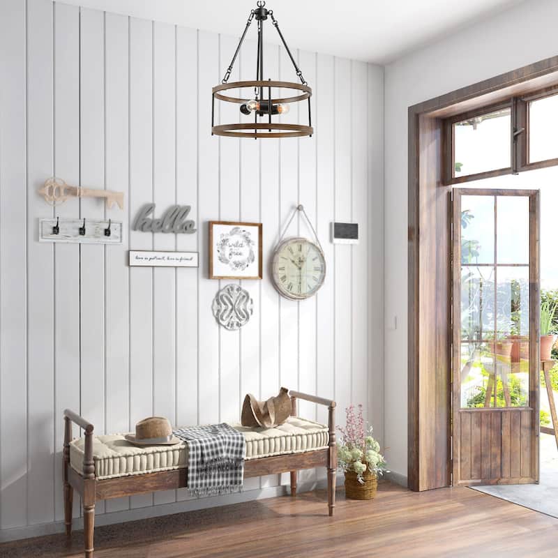 Modern Farmhouse 3-Light Drum Chandelier for Dining Room Kitchen Island