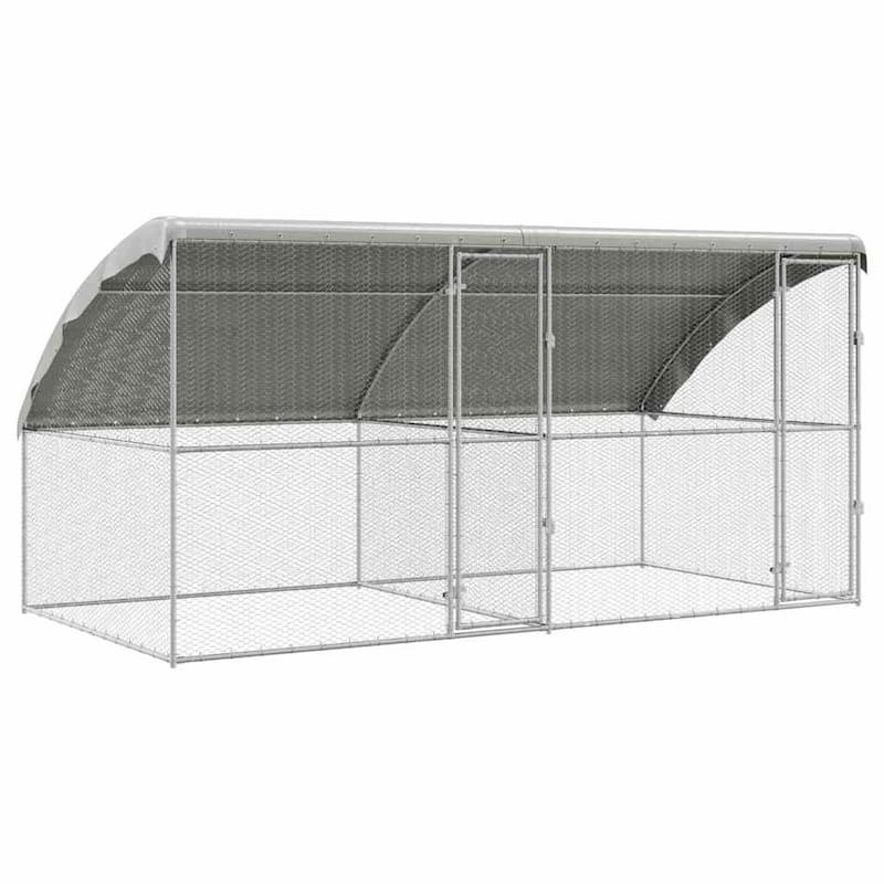 vidaXL Chicken Cage Silver 400/600/800 x 200 x 198.5 cm Galvanized steel