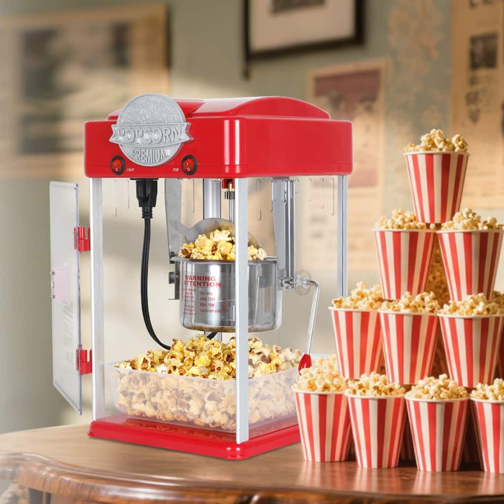Popcorn Maker Machine with 6 Oz Stainless Steel Kettle Countertop Popper