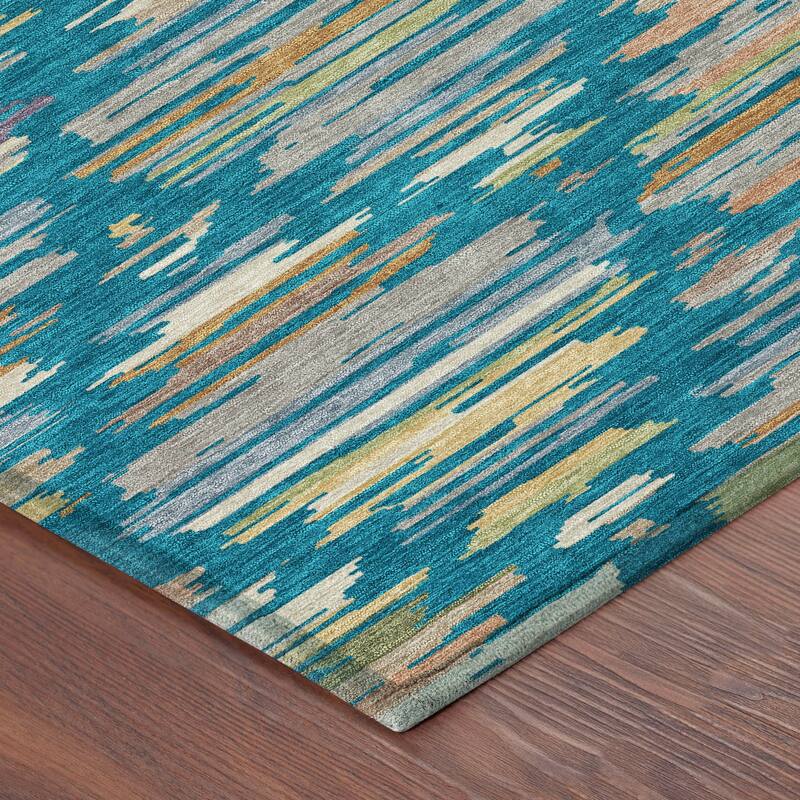 Machine Washable Indoor/ Outdoor Modern Trellis Chantille Rug