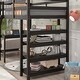 preview thumbnail 4 of 5, Twin Size Wood Loft Bed with Built-in Desk & 4-Tier Shelves, Wooden High Bedframe with Safety Guardrail, Twin Kids Bed Frame