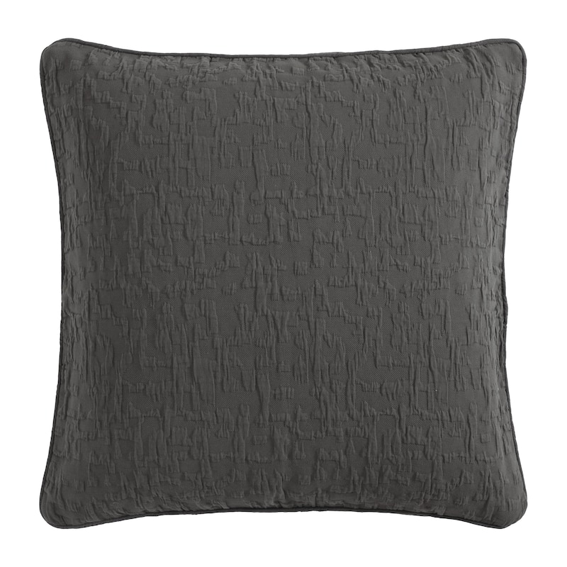 HiEnd Accents Porto Matelassé Textured 27x27 inch Euro Pillow Sham - Charcoal