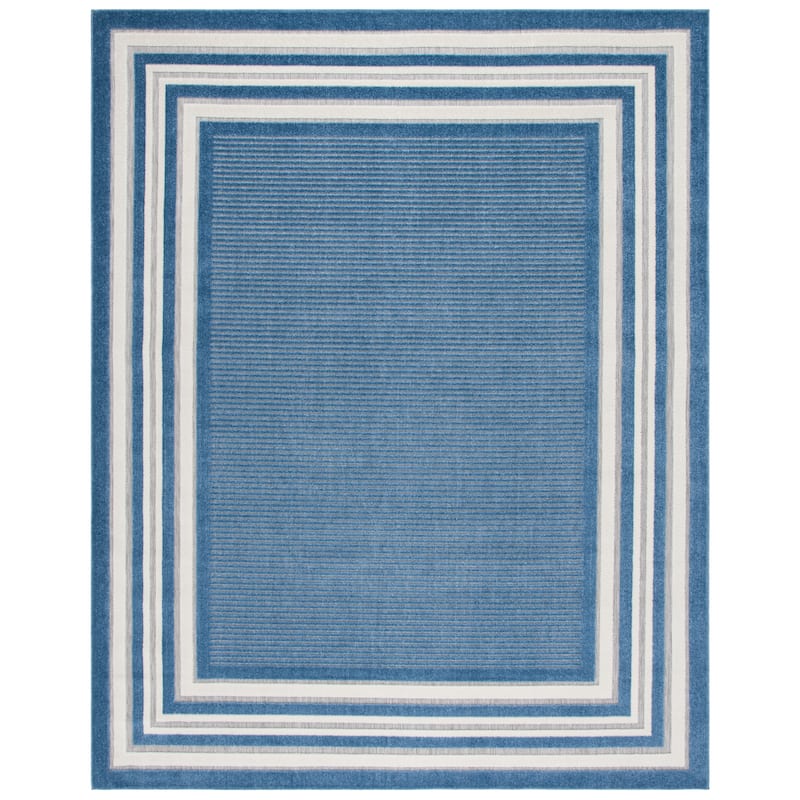 SAFAVIEH Cabana Pratima Indoor/Outdoor Waterproof Patio Backyard Rug - 9' x 12' - Light Blue/Ivory
