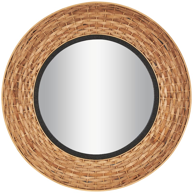 Seagrass Handmade Room Wall Mirror with Black Inner Frame - Brown - Roche River Decor - Brown