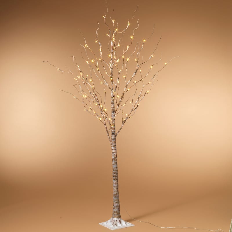 6 ft Tall Pre lit Birch Tree with 88 Warm White LED Lights - N/A