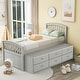preview thumbnail 20 of 39, Twin Bed with Storage, Twin Size Daybed with 6 Drawers, Wood Storage Bed Frame, Twin Size Platform Bedframe, Solid Wood Bedframe