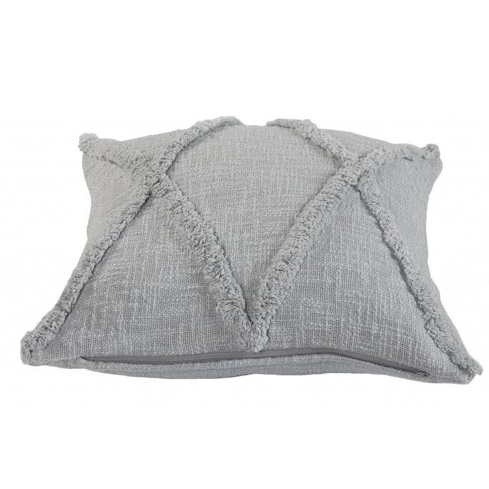 HomeRoots 20" X 20" Gray 100% Cotton Diamond Zippered Pillow