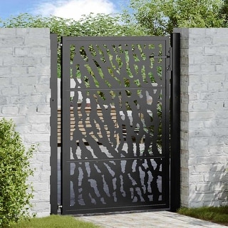 vidaXL Garden Gate Black 39.4x49.2" Steel Trace Design