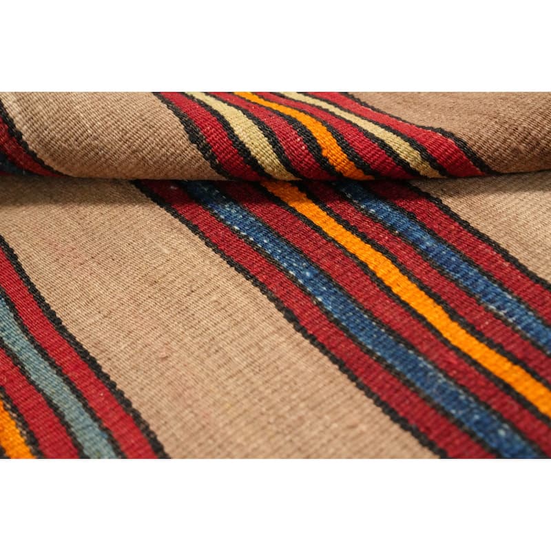Hand Woven Oriental 100% Wool Carpet Southwestern Geometric Multi-Colored Kilim Area Rug - 8' 1'' X 4' 10''