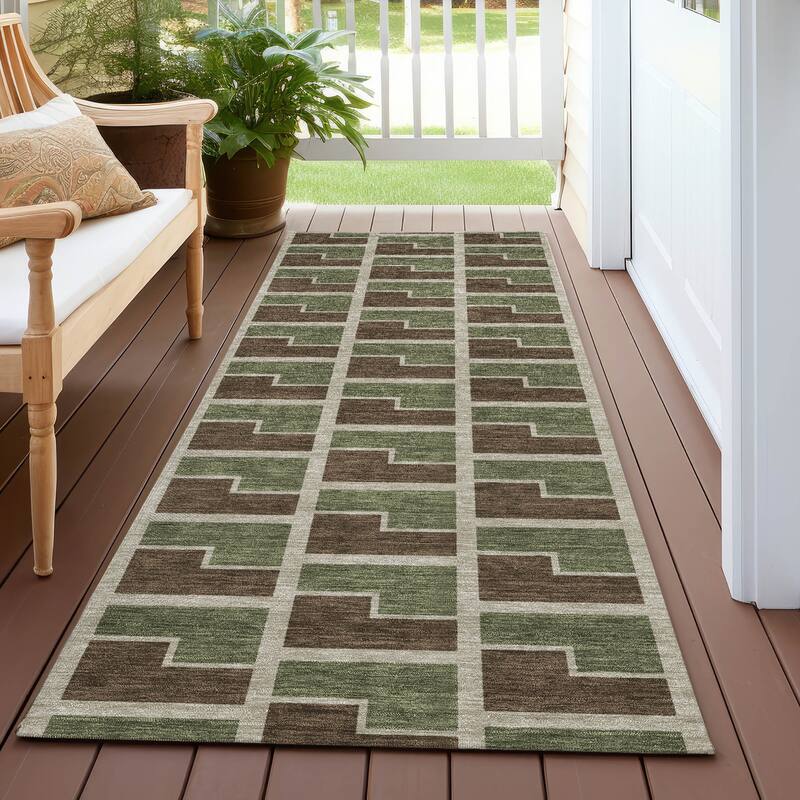 Machine Washable Indoor/ Outdoor Modern Cody Chantille Rug - Chocolate - 2'3" x 7'6"