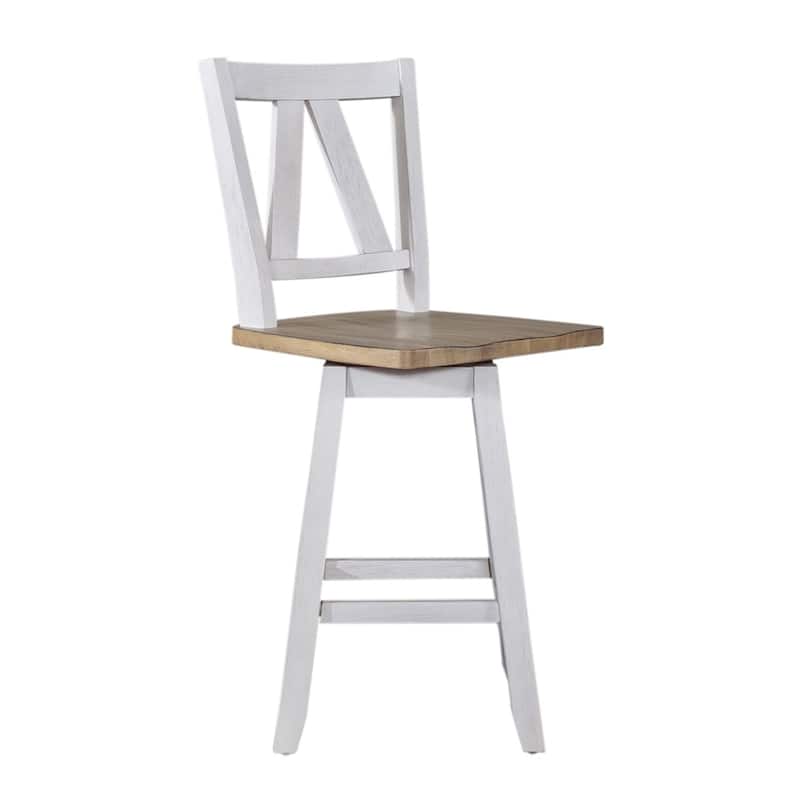 Lindsey Farm Weathered White Counter Height Swivel Chair (Set of 2)