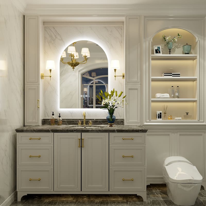 UL Certified Arched LED Anti-fog Tempered Glass Wall Bathroom Vanity Mirror