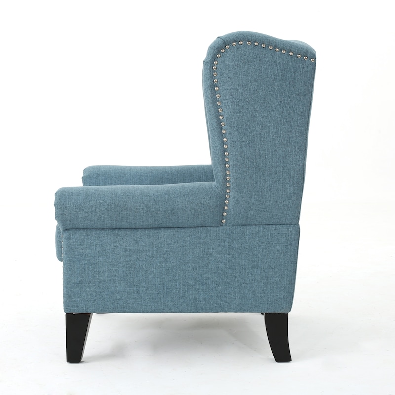 Modern 30" High Back Upholstered Button Tufted Accent Chair with Nailheads for Living Room