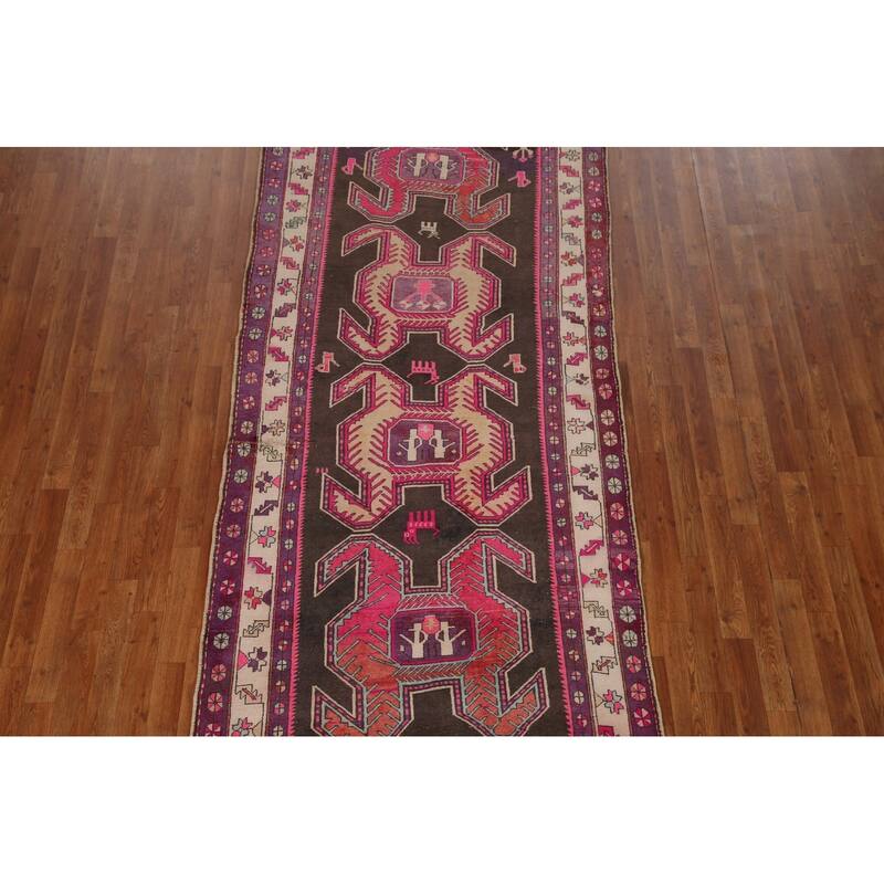 Ardebil Persian Runner Rug Hand-knotted Vintage Wool Carpet - 4'2" x 9'9"