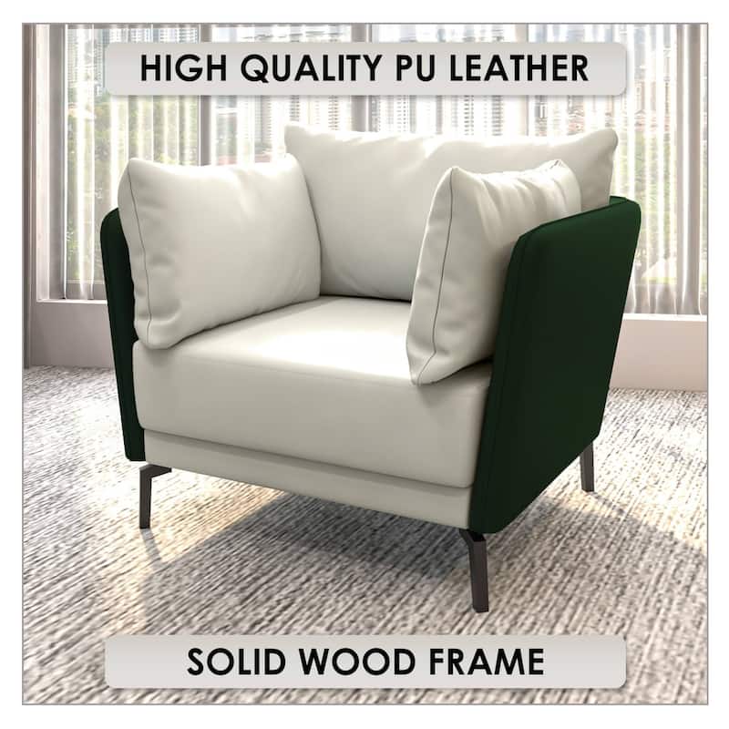 Luxify Modern Single-Seater Sofa in Upholstered PU Leather with Metal Legs for Living Room Accent Chair