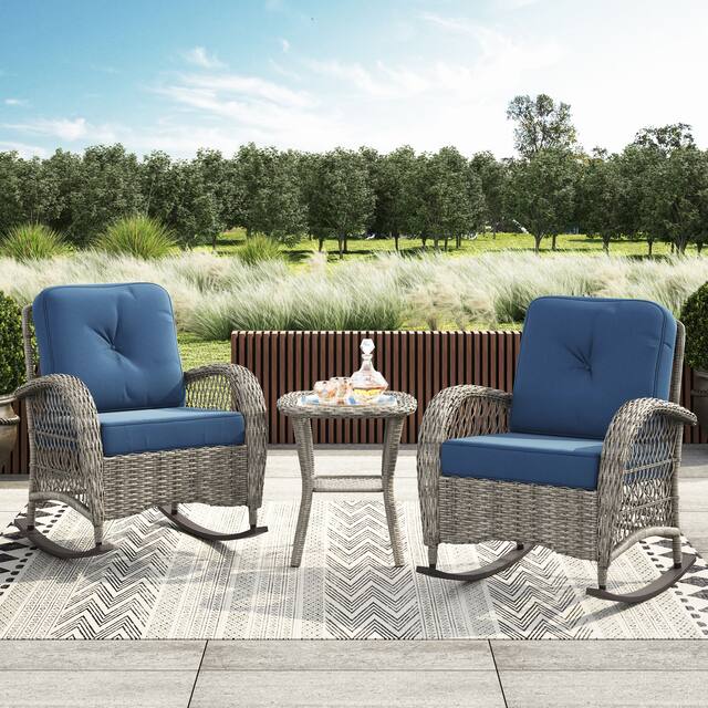 Corvus Salerno Outdoor Handwoven Resin Wicker Rocking Chair