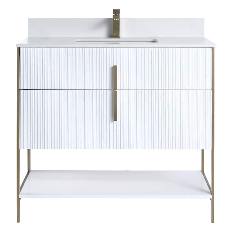 Fine Fixtures Serenity Modern Bathroom Vanity with White Stone Top
