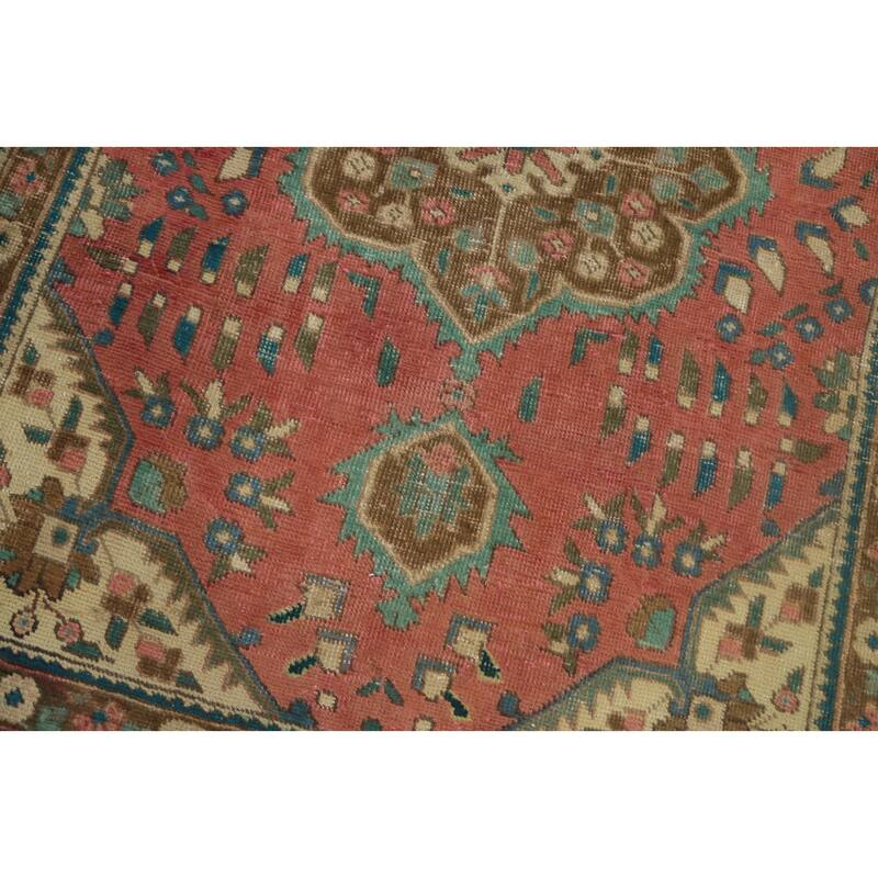 Hand Knotted Oriental 100% Wool Carpet Traditional Medallion Pink Tabriz Area Rug - 4' 7'' X 3' 4''