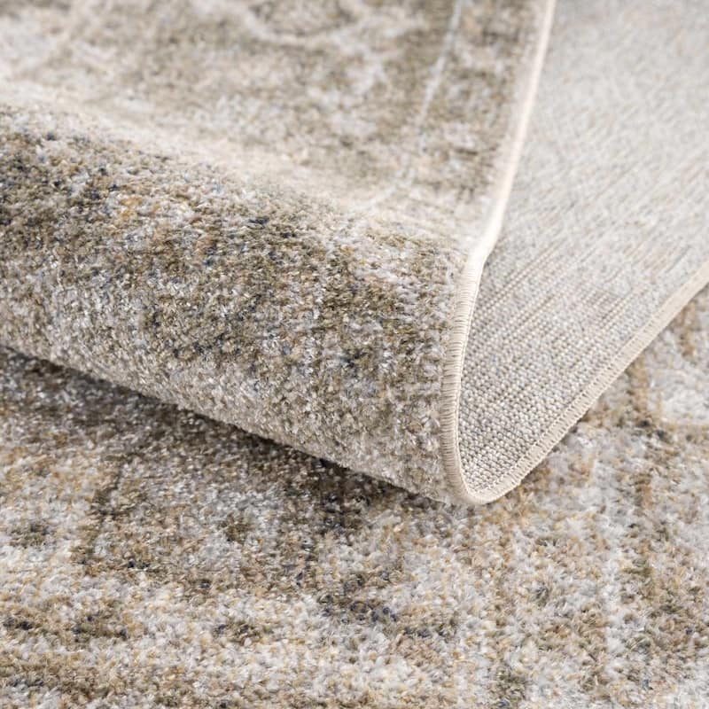Hauteloom Gael Living Room, Bedroom Machine Washable Area Rug - Traditional - Olive, Light Blue, Tan - 2' x 3'