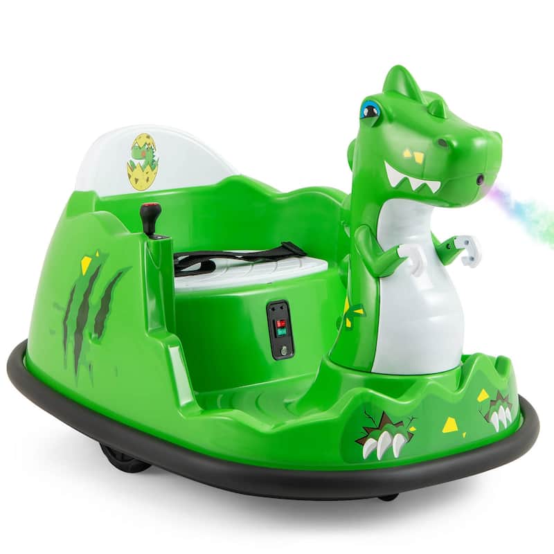 Green 12V Electric Ride-On Bumper Car for Kids 2-5 with Spray Lights Music and Remote Control - 31" × 23" × 22" (L × W × H)