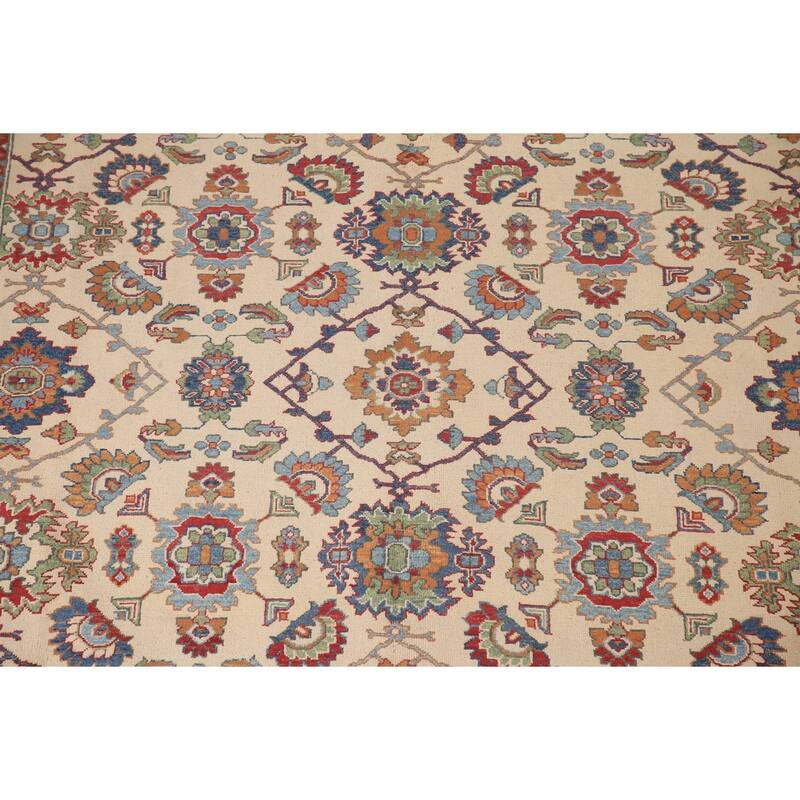 Ivory Kazak Area Rug Handmade Wool Carpet - 8'10"x 11'6"