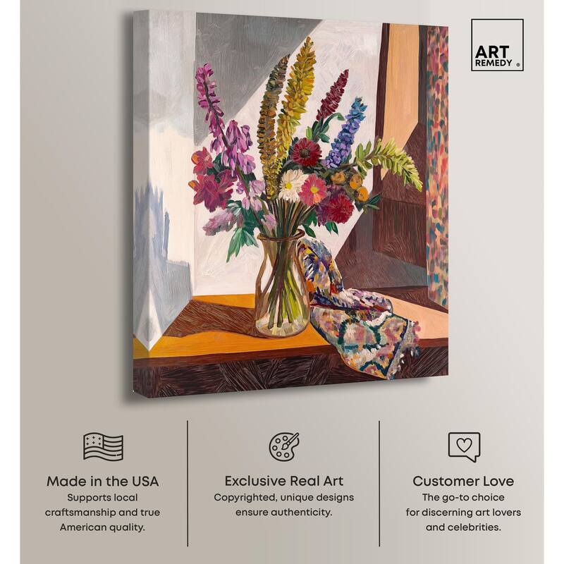 Warm Tones and Blooms Canvas by Art Remedy, Gallery Wrapped