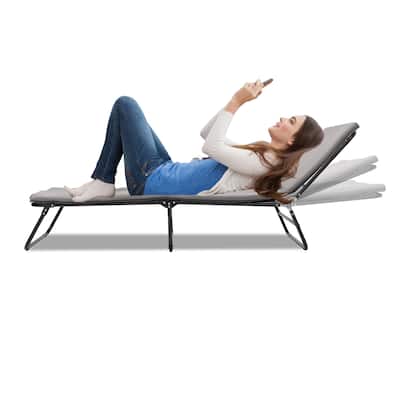 Folding Camping Cot for Adults, 5-Angle Adjustable Camping Cot Heavy Duty Outdoor Bed with Carry Bag