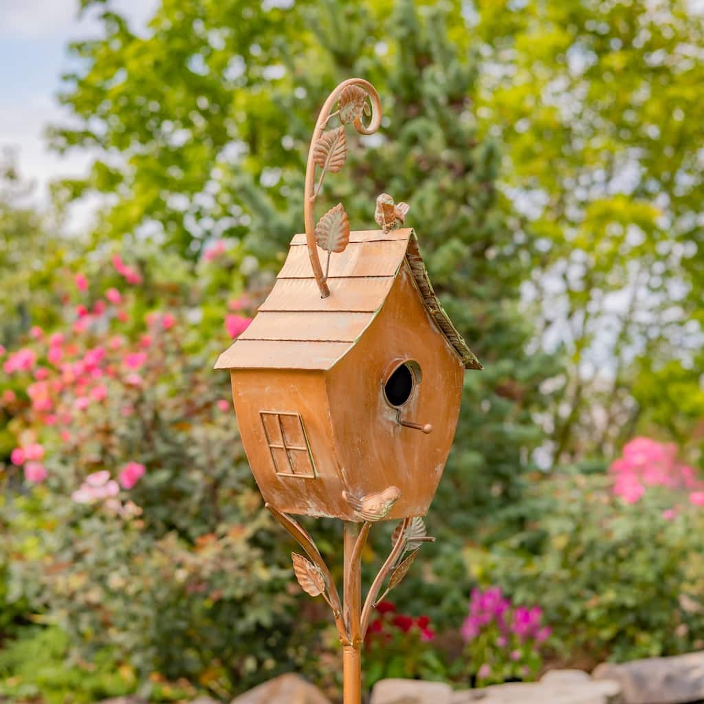 Antique Copper Saran Birdhouse Stake "Sheila"
