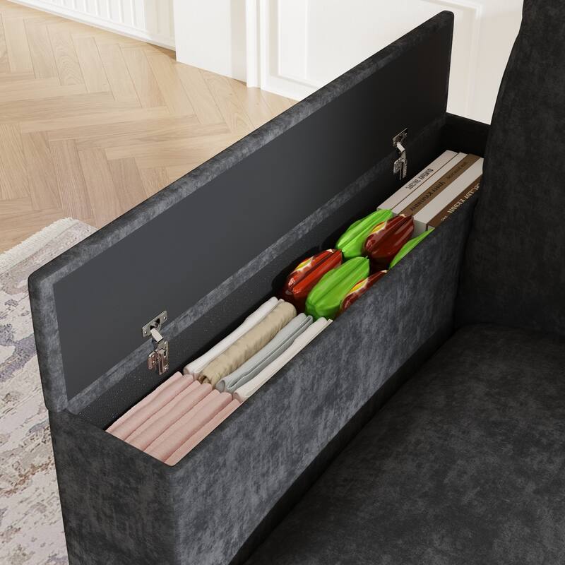 GDFStudio - Chenille L-Shaped 97" 5-Seater Sectional Sofa with Armrest Storage