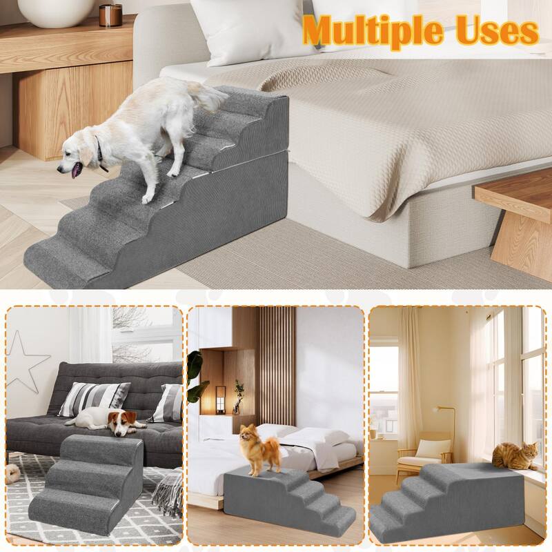 DoCred Non-Slip Convertible Pet Steps with Removable Washable Cover