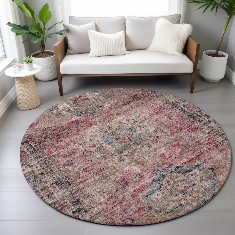 Machine Washable Indoor/Outdoor Vintage Traditional Chantille Rug