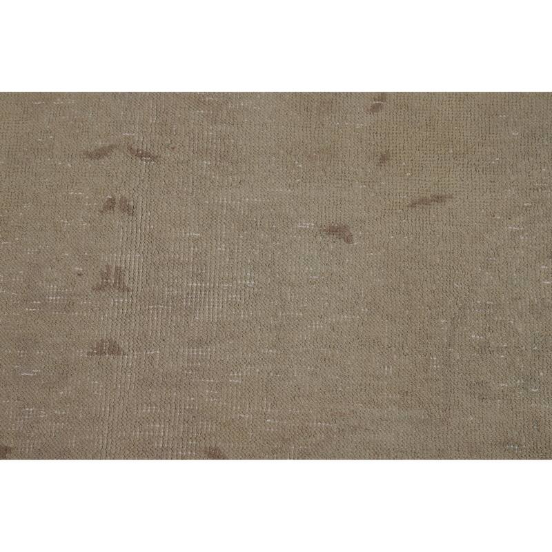 Distressed Tabriz Persian Vintage Rug Hand-Knotted Wool Carpet - 9'11" x 12'9"