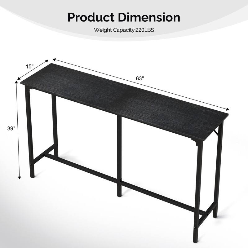63'' Counter Height Bar Dining Table with Metal Frame , Pub Sofa Table for Kitchen and Living Room - N/A