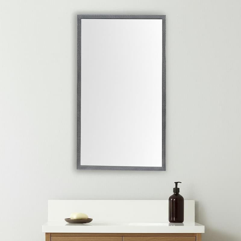 HomeRoots 42" Gray Framed Bathroom Vanity Mirror - 21.50 in. x 41.50 in. x 1.75 in. - 21.50 in. x 41.50 in.  x 1.75 in.