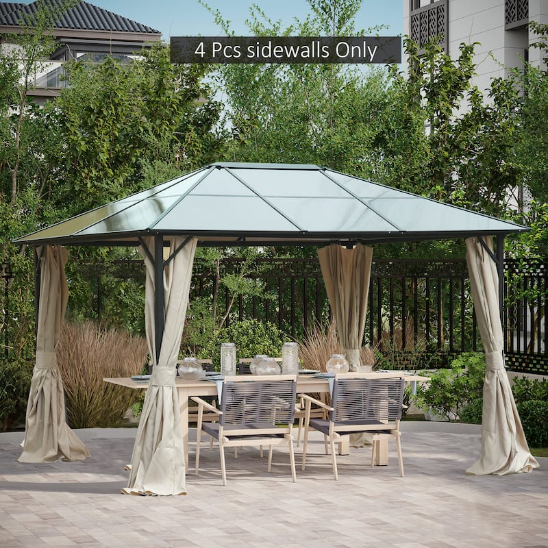 10' x 12' Gazebo Sidewall Set with 4 Panels, Hooks & C-Rings Included, Beige