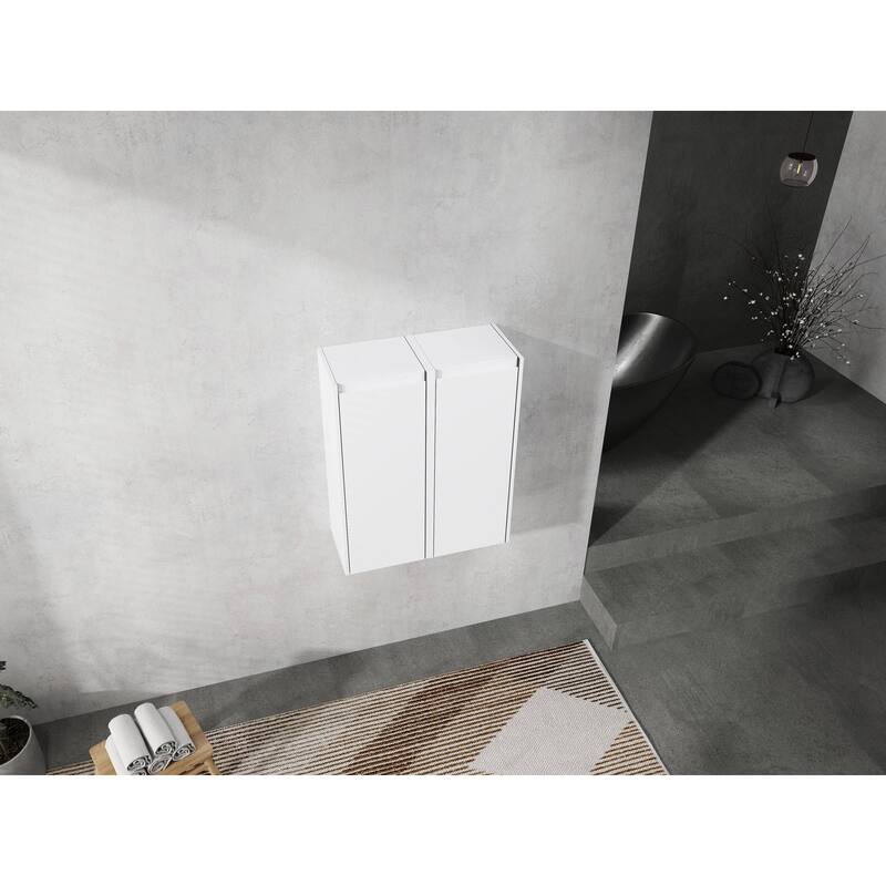 Modern Wall-Mounted Bathroom Side Cabinet with Soft-Close Doors, Floating Design, 6 Storage Compartments, 12-Inch Width