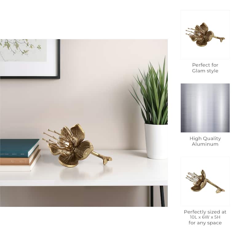 Modern Metal and Glass Addie Flowers Decorative Object Accent Piece - 10" x 6" x 5"