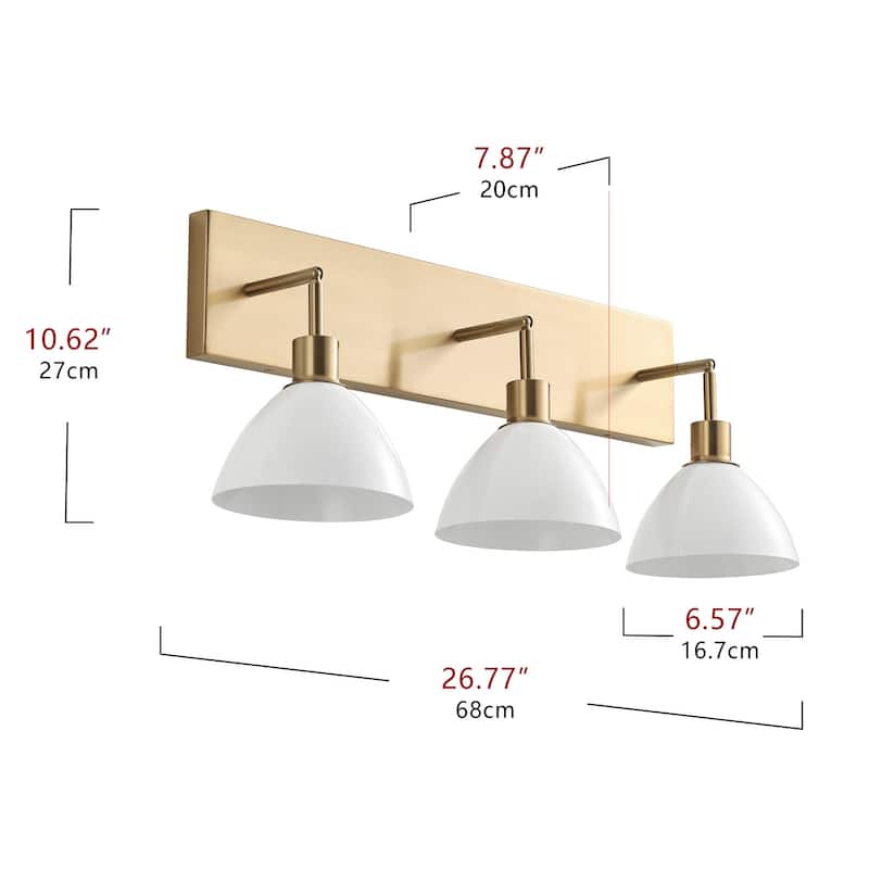 Modern 3-Light Bathroom Vanity Light Over Mirror with White Shades