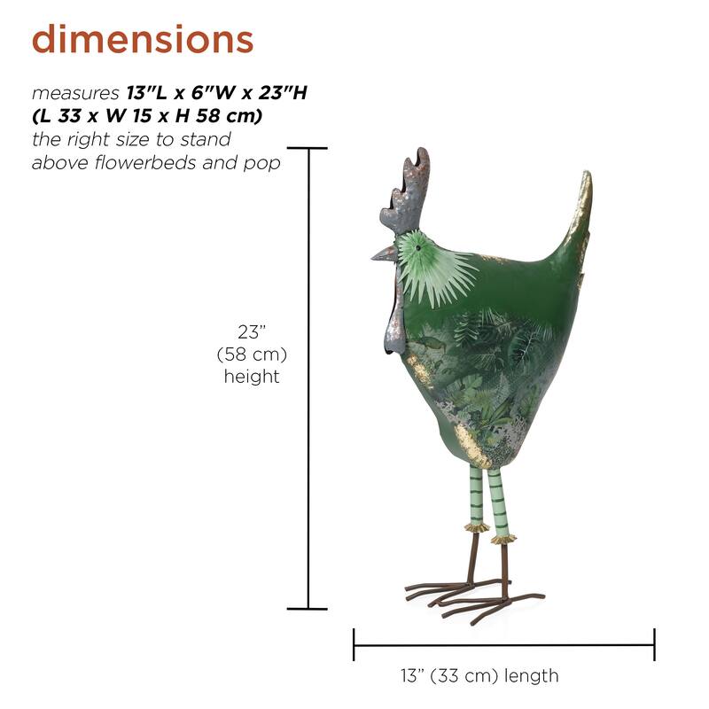 Metal Green Cottage Farm Hen Decor