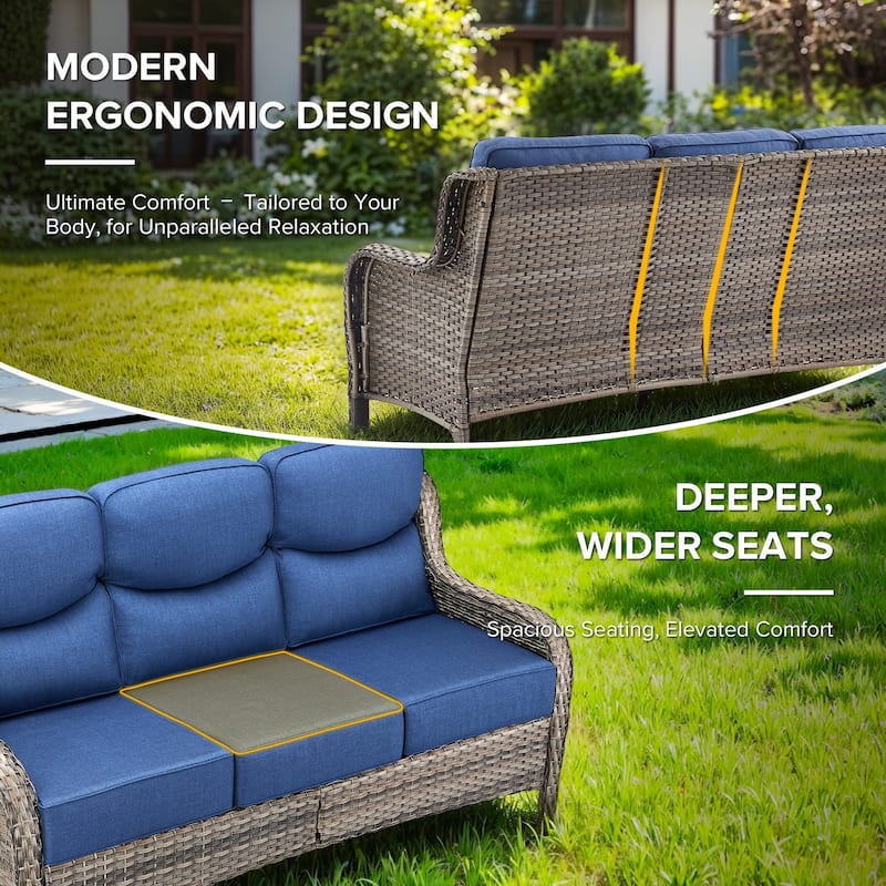 Gymojoy 5-Piece Patio Furniture Set with Swivel Glider Chairs, 6-Inch Ultra-Plush Cushions & Water-Resistant Olefin Fabric