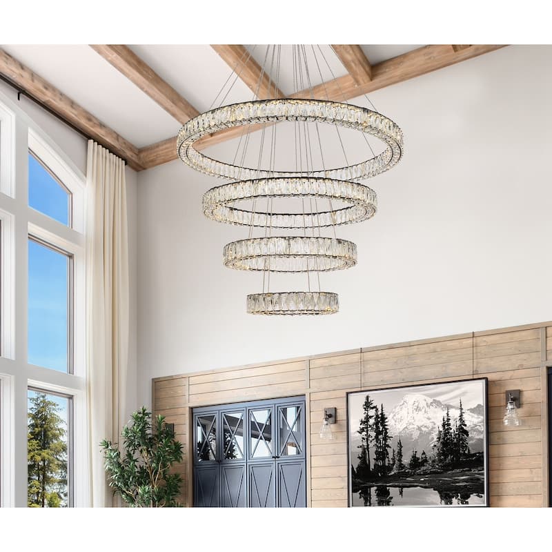 Indigo Home 41 inch LED four ring chandelier in black