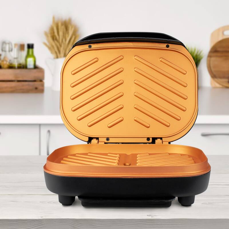 Nonstick Countertop 750w Electric Grill and Panini Press in Onyx