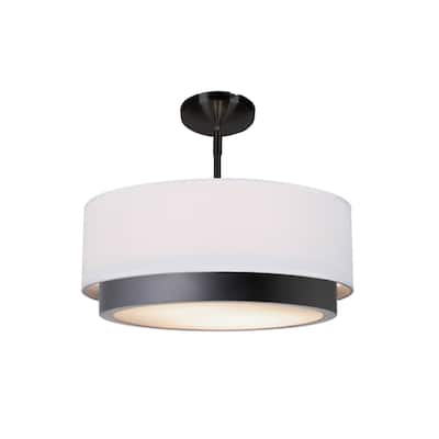 Tate 16" LED Semi-Flush Drum with White Linen Fabric Shade