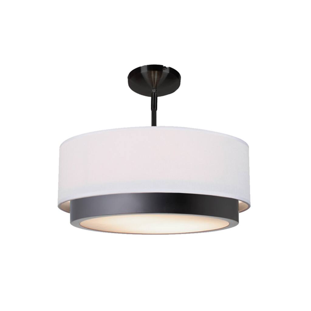 Tate 16" LED Semi-Flush Drum with White Linen Fabric Shade