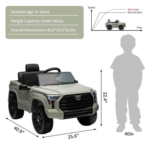dimension image slide 2 of 6, Kids Ride On Car,Toyota Licensed Kids Ride-On Truck 12V with Remote Control