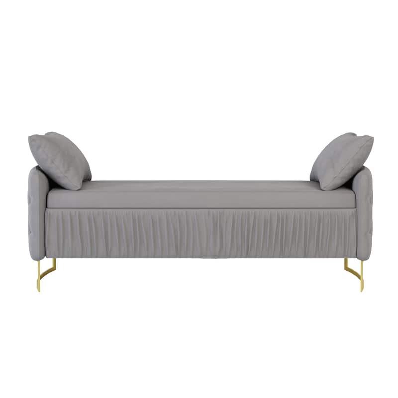 2-Piece Bedroom Set with Velvet Upholstered Bed and Storage Ottoman Bench by Harper&Bright Designs