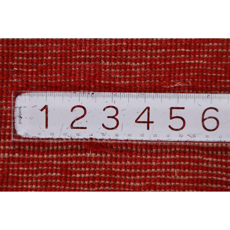 Hand Knotted Oriental 100% Wool Carpet Modern Solid Red Gabbeh Area Rug - 9' 2'' X 6' 1''