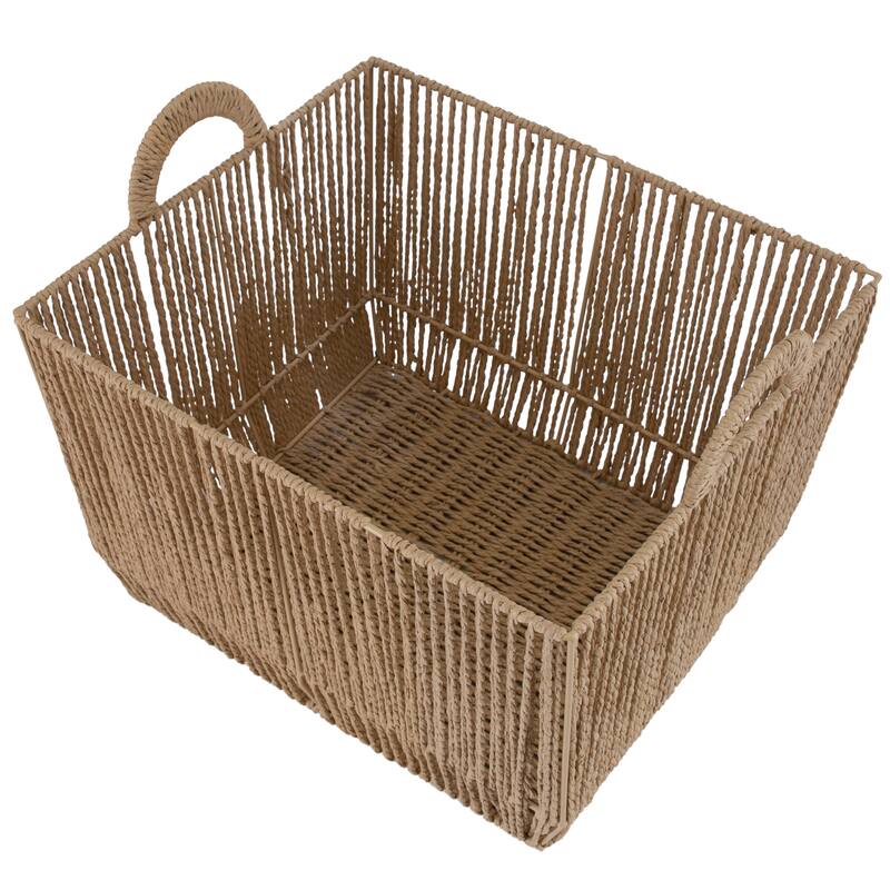 Simplify Vertical Weave Storage Basket with Round Handles